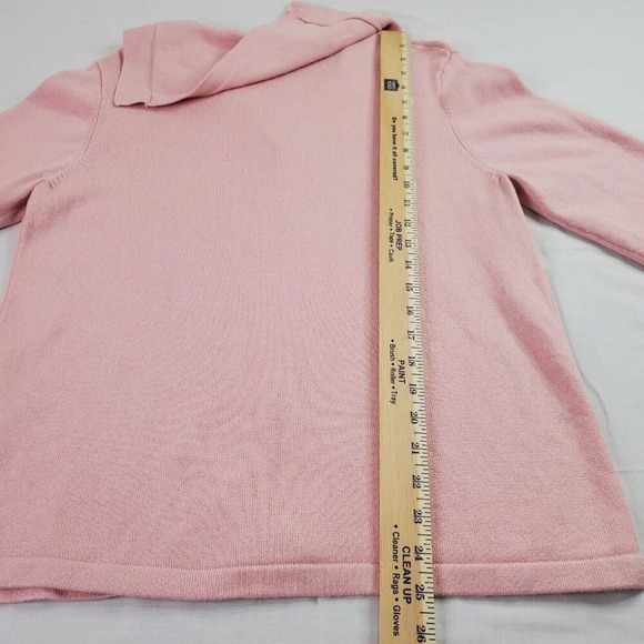 Vintage Orvis Cardigan Women Medium Pink Knit Sweater Sailor Flap Collar Minimal - Picture 8 of 16
